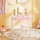 preview thumbnail 3 of 18, Gymax Kids Vanity Table Set 2-in-1 Princess Makeup Dressing Desk
