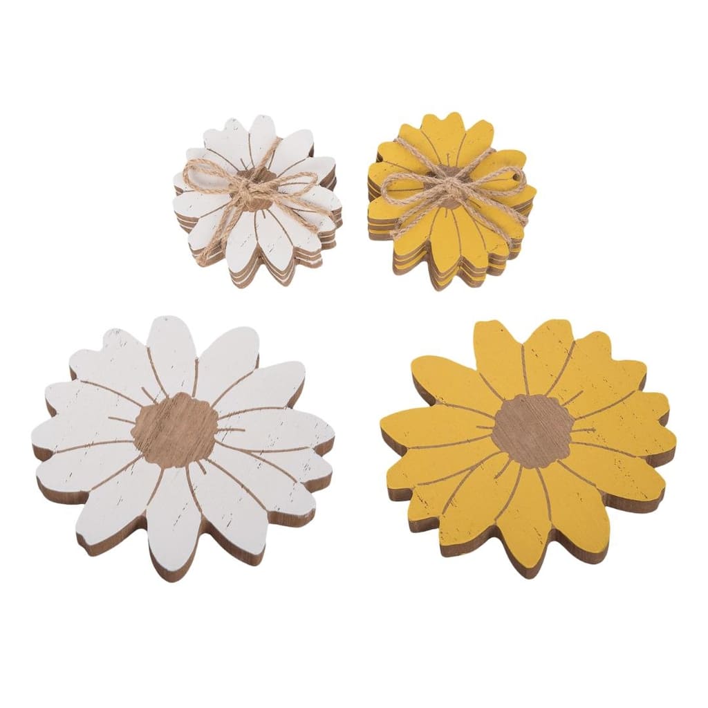 Transpac MDF Daisy Coasters Set of 4 Set of 2 Home Decorations Spring