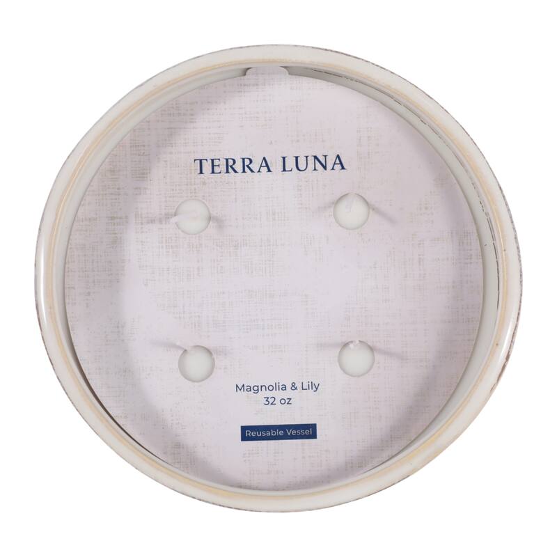 Decorative Textured Ceramic Magnolia and Lily Scented Candle