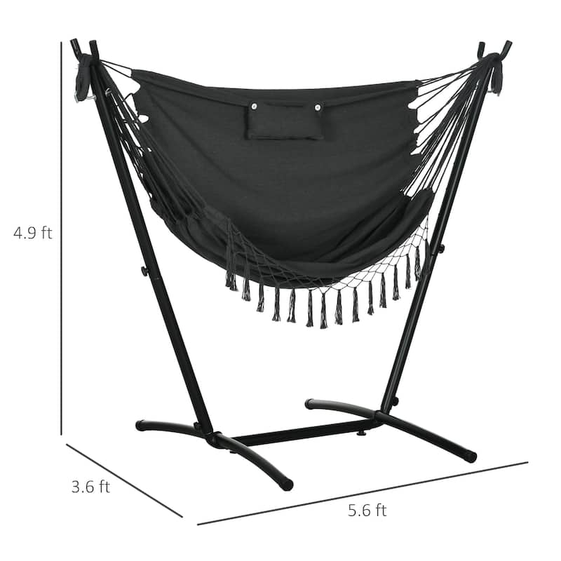 Patio Hammock Hanging Swing with Stand,Side Pocket and Headrest