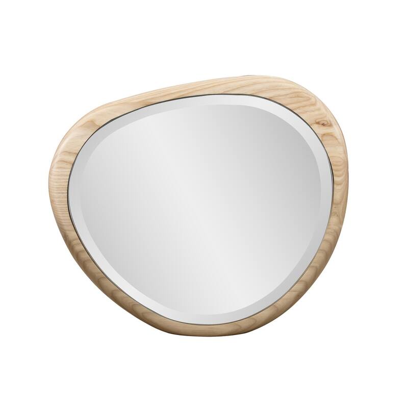 Allan Andrews Asymmetrical Bleached Oak Wood Framed Wall Mirror - 14"W x 16"H