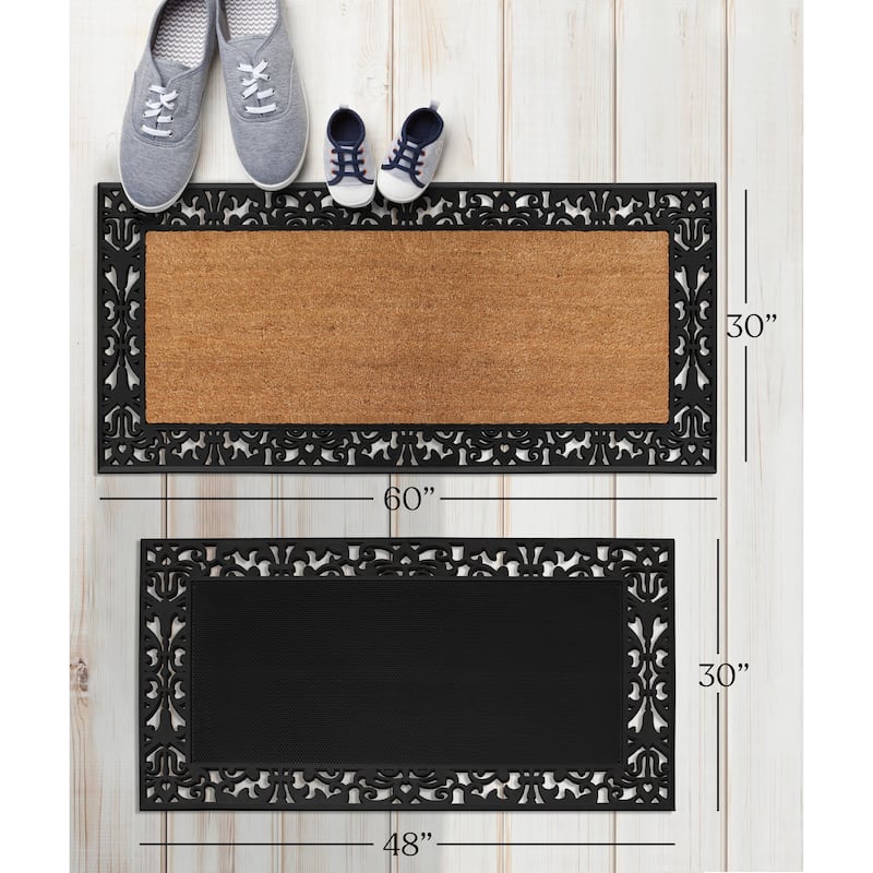 A1HC Paisley Border Heavy Duty Large Size Doormat, Double Door Doormat 2 Pack(30”X48” & 30”X60”)