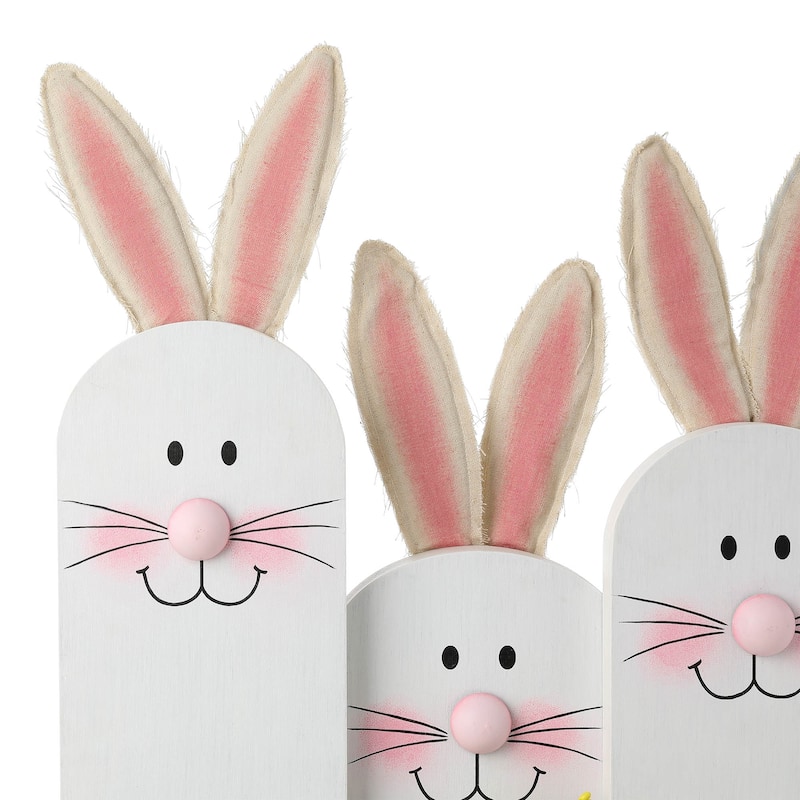 Glitzhome Wooden Happy Easter Bunny Eggs Porch Sign Standing Decor Spring Gift