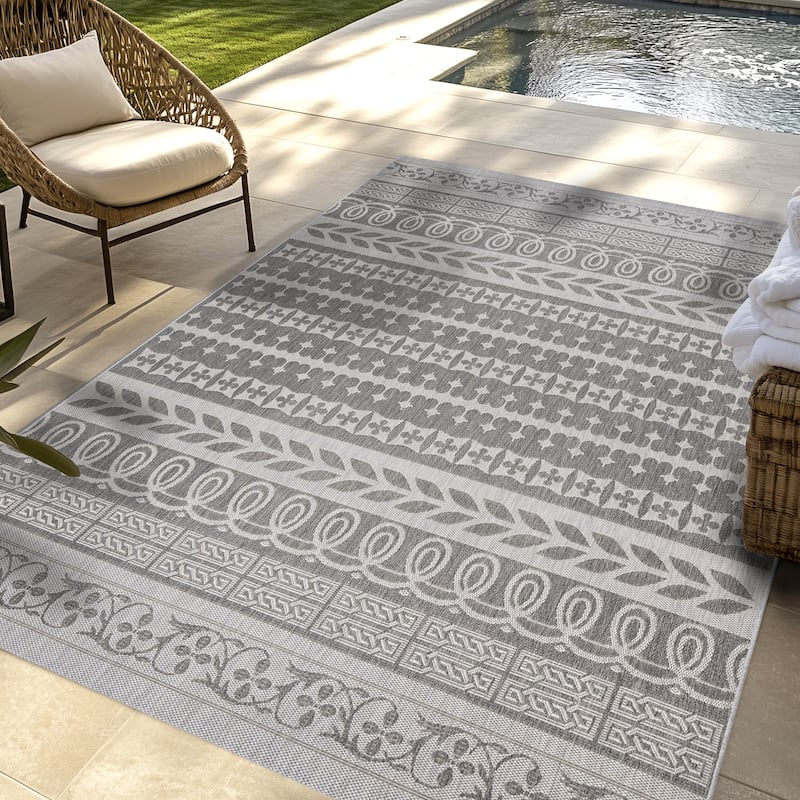 Gertmenian Paseo Burke Bohemian Striped Polypropylene Flatweave Indoor/ Outdoor Area Rug