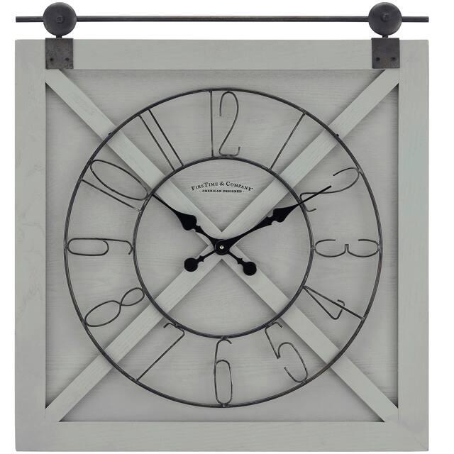FirsTime & Co. Farmstead Fir Wood Barn Door Wall Clock On Sale