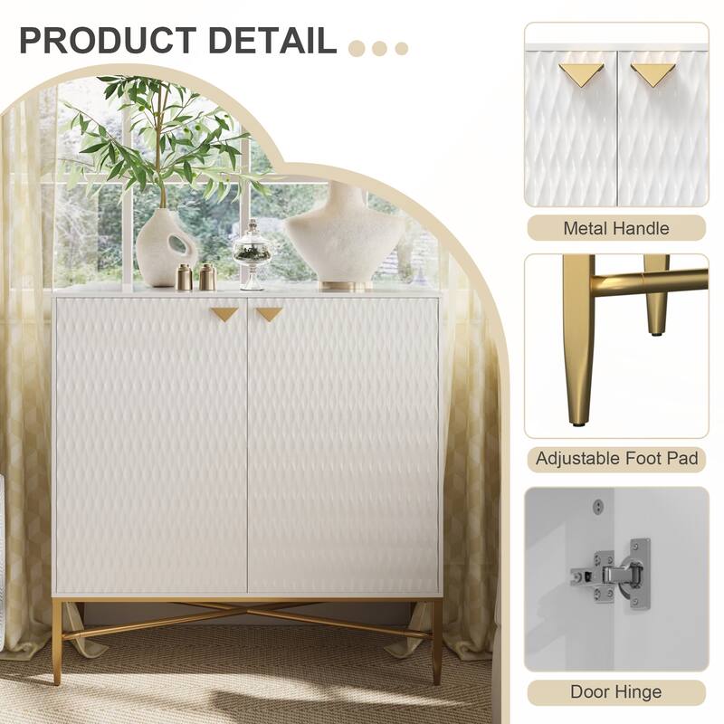White Modern 2-Door Locker Accent Cabinet
