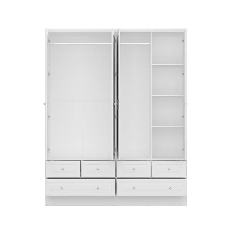 Modular Majesty Double Wardrobe Mirror-Front Storage Closet Armoires