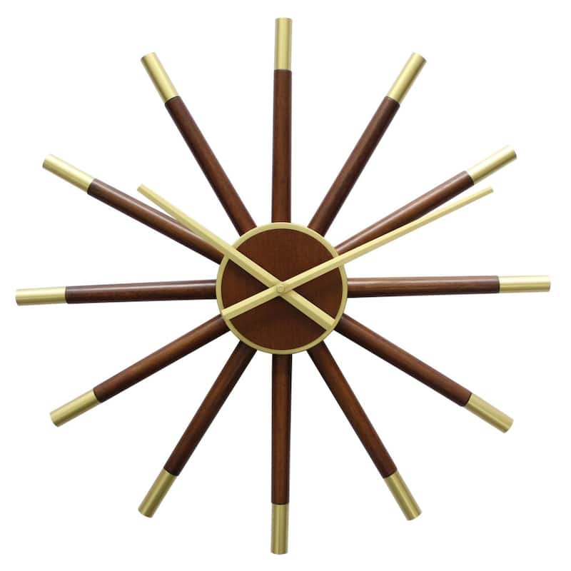 Sunburst Gallery Wall Clock - 20" - Brown and Gold