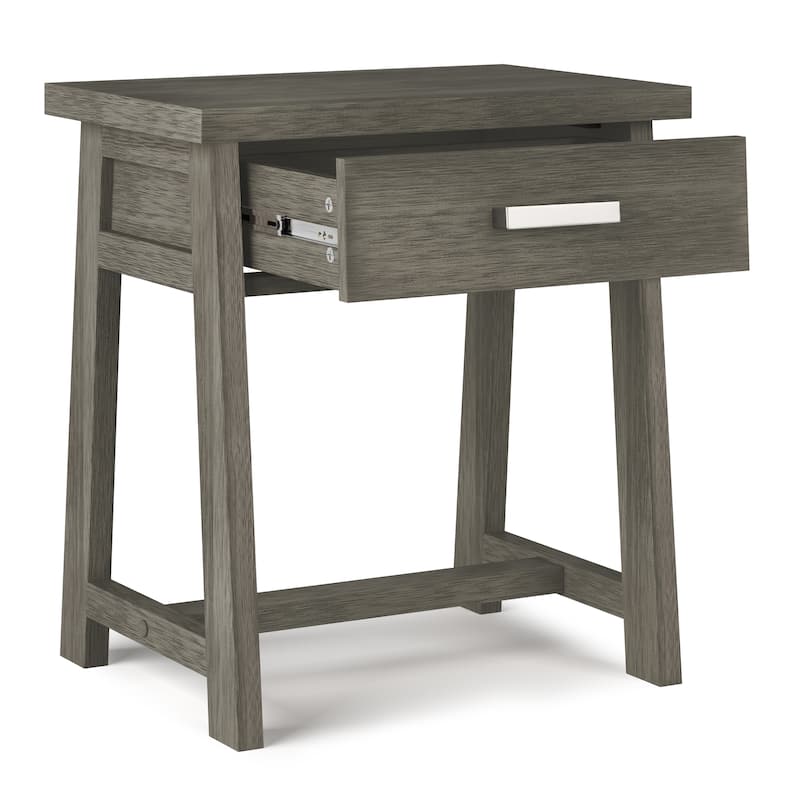 WYNDENHALL Hawkins SOLID WOOD 24 inch Wide Modern Industrial Bedside Nightstand Table