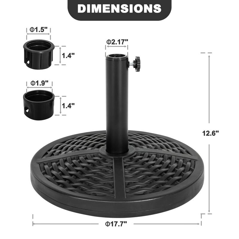 Outdoor Round Black Patio Umbrella Base, Resin and Concrete