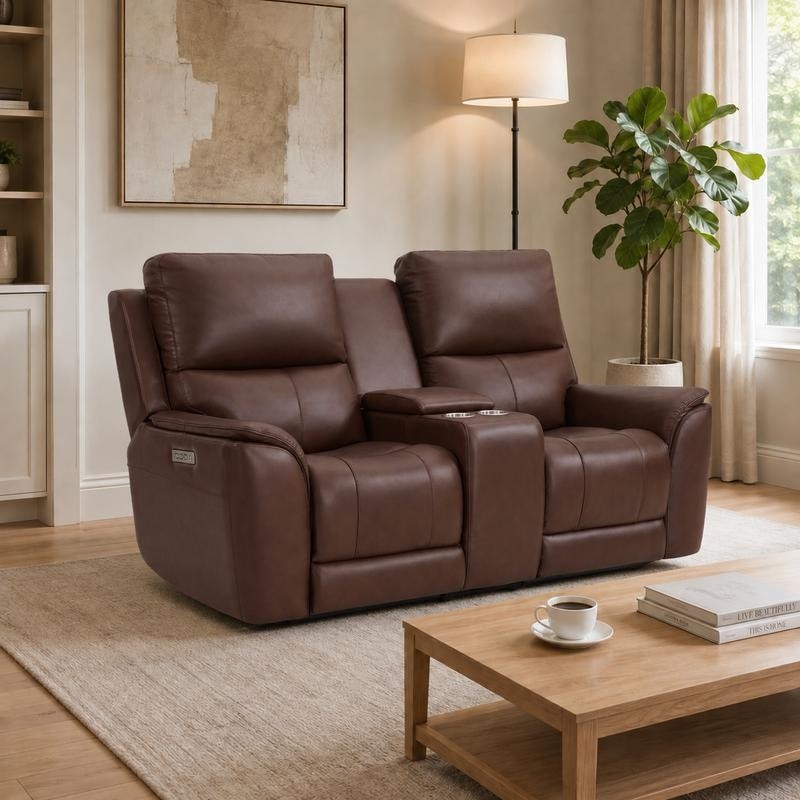 77'' Leather Triple-Power Loveseat with Zero Gravity Lumbar Support and USB and USB‑C Charging Ports