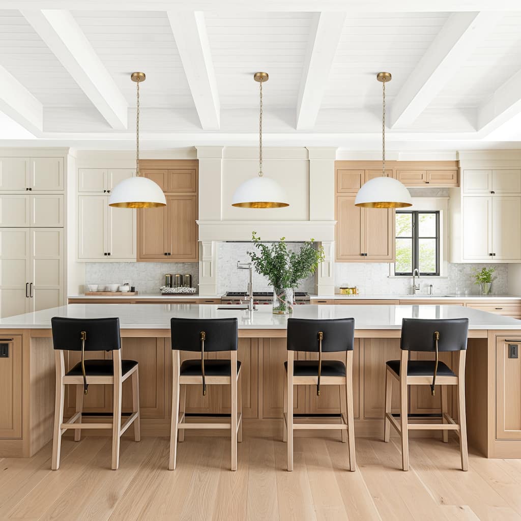 Modern 1-Light White Gold Pendant Light Fixture With Bowl-Shape for Dining Room