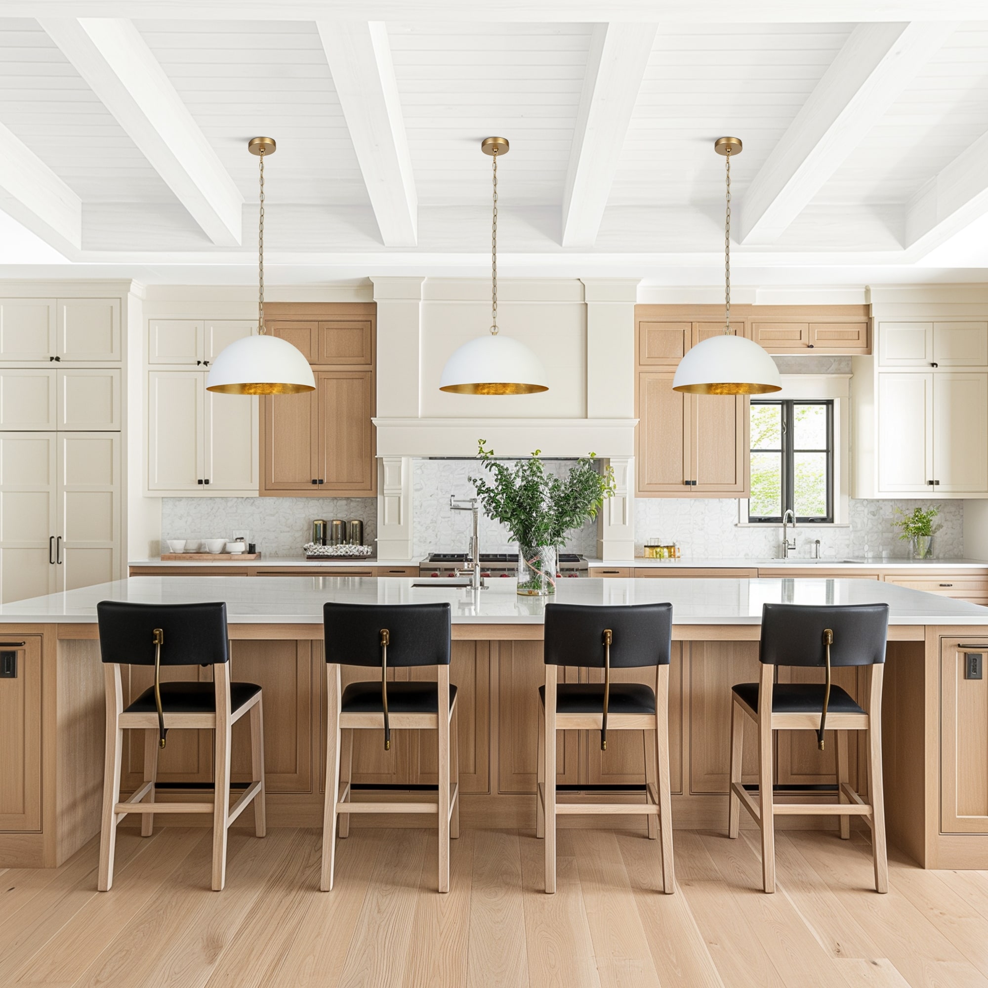 Modern 1-Light White Gold Pendant Light Fixture With Bowl-Shape for Dining Room