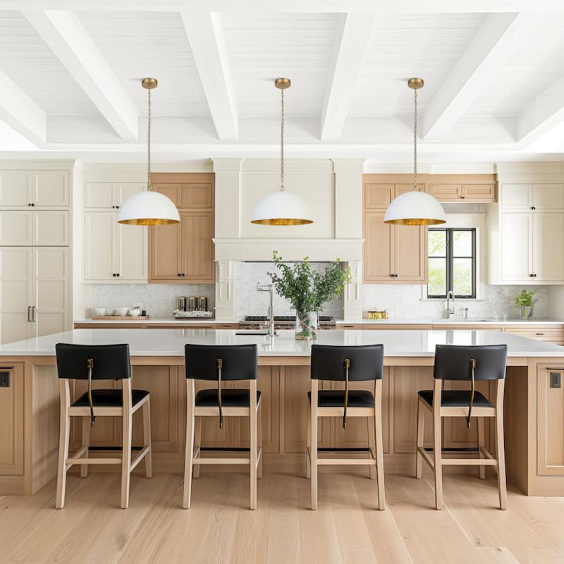 Modern 1-Light White Gold Pendant Light Fixture With Bowl-Shape for Dining Room