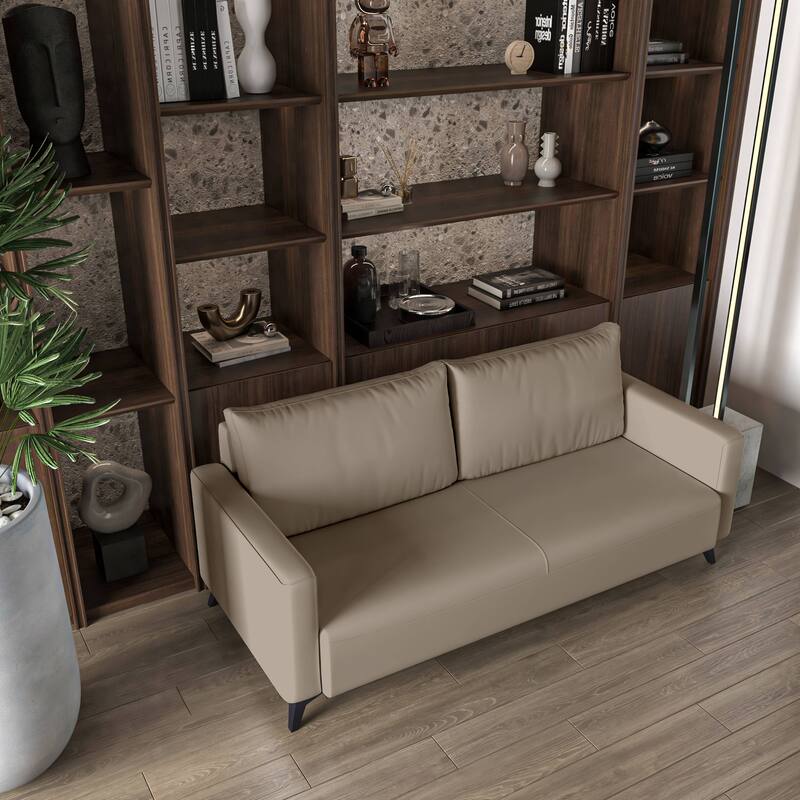 3 Seater Sofa Upholstered Leather with Stainless Steel Legs Inno Series by LeisureMod