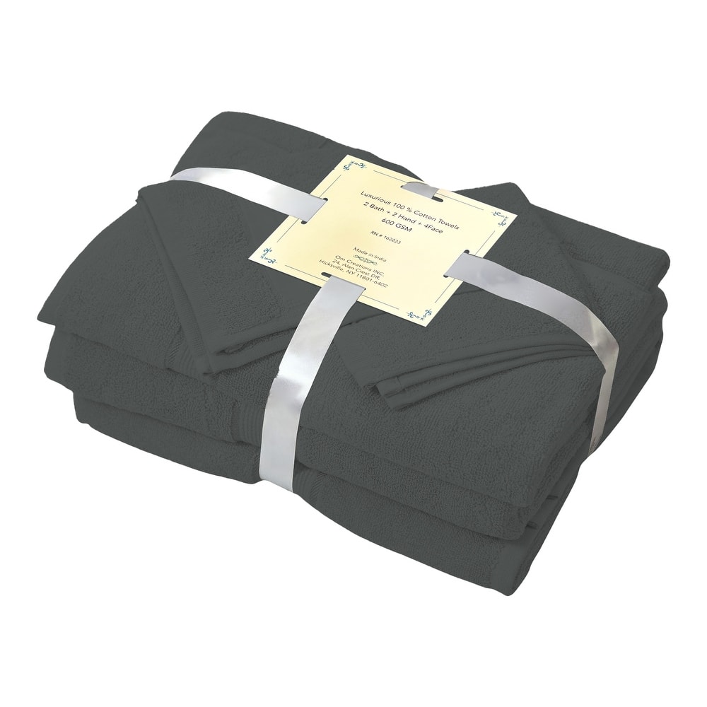 100% Ringspun Cotton Absorbent | 600 GSM | 6-Piece Bathroom Towel Set | Absorbent & Quick Dry - 27''x54''