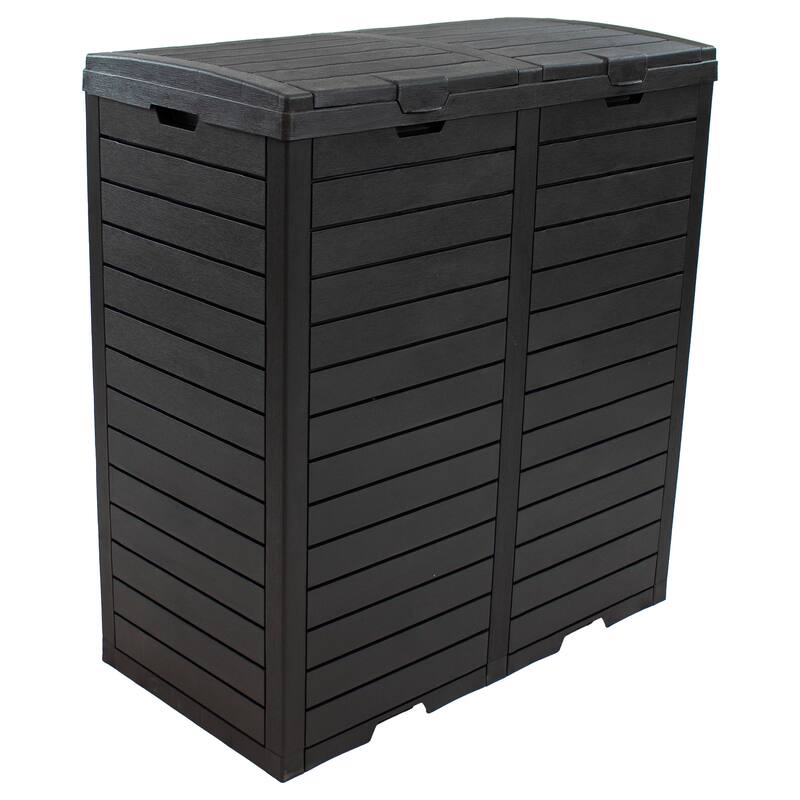 78-Gallon Double Patio Trash Can with Lid - Black