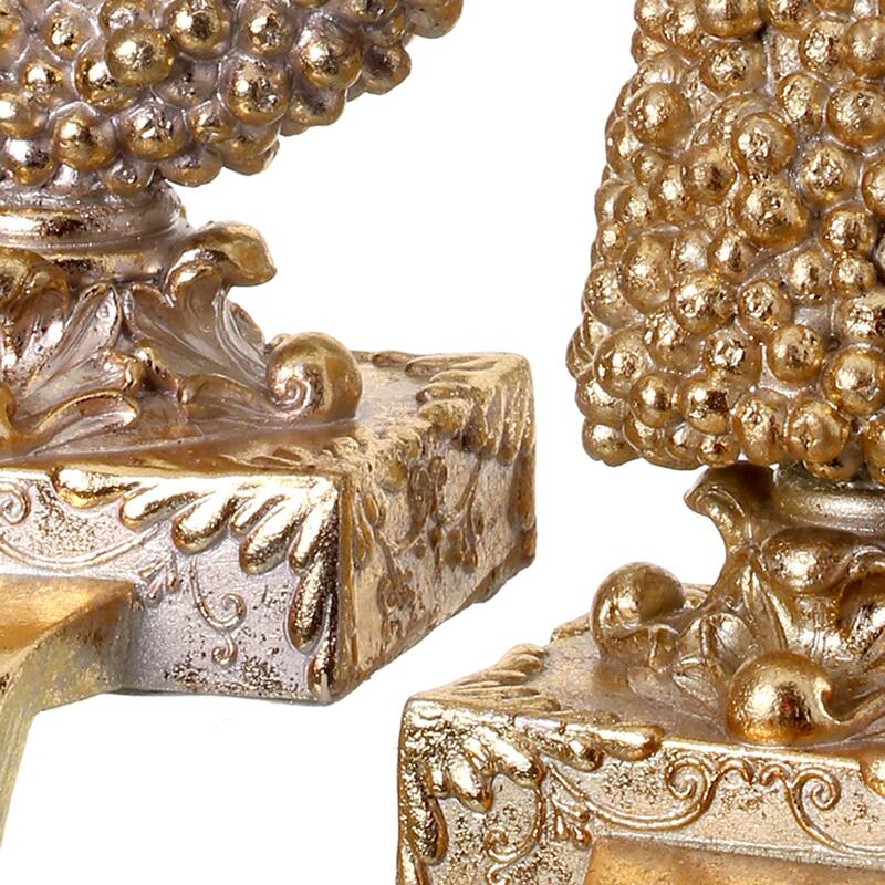 10" Resin Gilded Berry Stocking Holder Set of 2