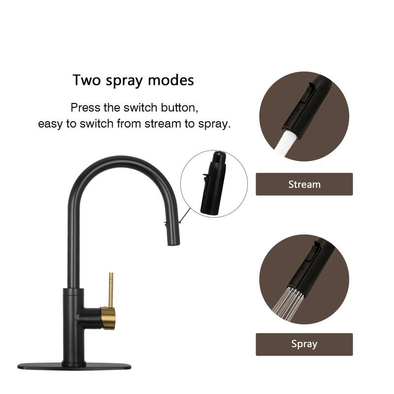 One-Handle Pull-Down Kitchen Faucet with Deck Plate