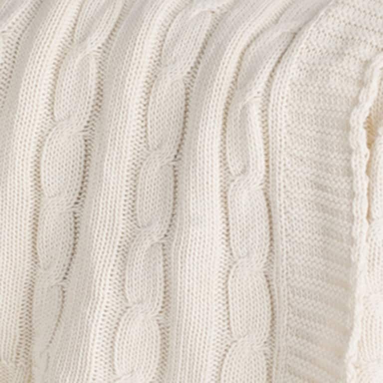 Rizzy Home Cable Knit Sweater Throw - Cream