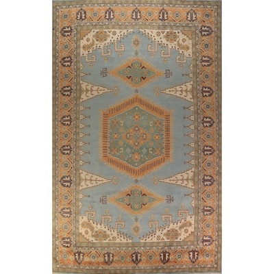 Geometric Khotan Oriental Large Area Rug Hand-Knotted Wool Carpet - 8'11" x 17'7"