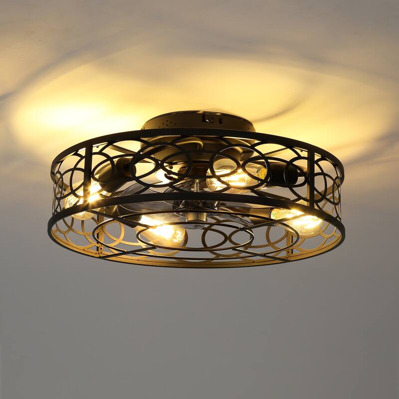 20Inch Ceiling Fans with Remote Control,6 Speed Reversible Flush Mount Low Profile Rustic - N/A