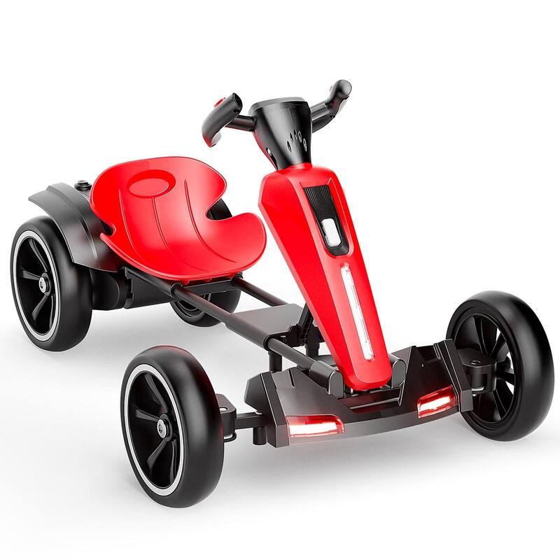 12V Electric Kids Pedal Go Kart for Ages 3-6, Red with Adjustable Seat & EVA Wheels