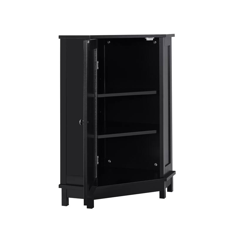 Roomfitters 24" Triangle Corner Bathroom Cabinet, Modern MDF Storage Organizer with Adjustable Shelves, Black