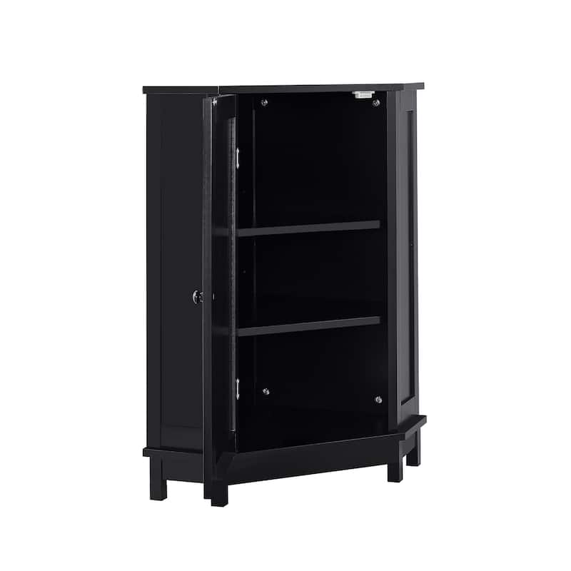 Roomfitters Triangle Corner Bathroom Cabinet, Modern MDF Storage Organizer with Adjustable Shelves and Wood, Black