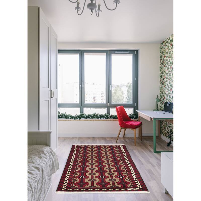 ECARPETGALLERY Hand-knotted Teimani Red Wool Rug - 3'7 x 6'1