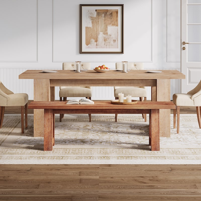 55.12 Inch Solid Wood Dining Bench with A-Shaped Legs