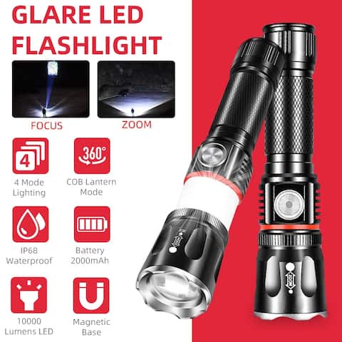 Multifunctional Glare LED Flashlight 4 Modes COB Lighting USB Charging Magnet Outdoor Lighting Waterproof Zoomable Flashlight