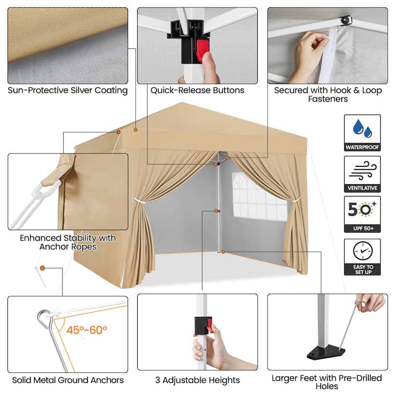 Yaheetech 10x10ft Pop Up Canopy with Sidewall Window for Marketing