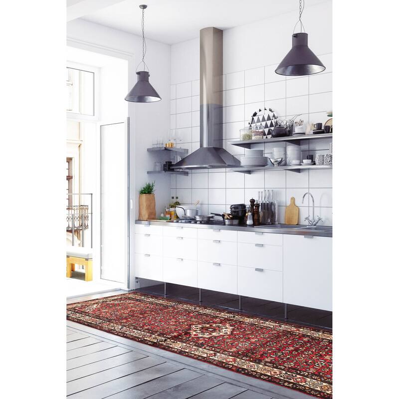 ECARPETGALLERY Hand-knotted Andelz Red Wool Rug - 3'2 x 10'0