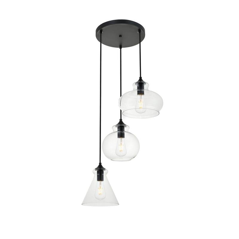 Clear Glass 3-light Adjustable Pendant Lamp