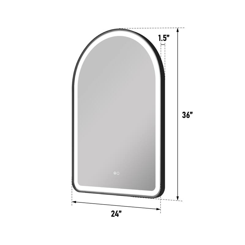 24/28''W X 36''H Wall Mounted Bathroom Framed LED Mirror With Memory Function,Anti-fog,Dimmable