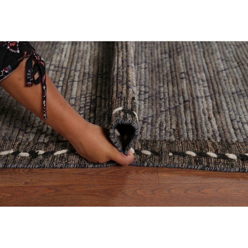 All-Over Trellis Moroccan Abstract Area Rug Hand-Knotted Wool Carpet - 9'1"x 13'4"