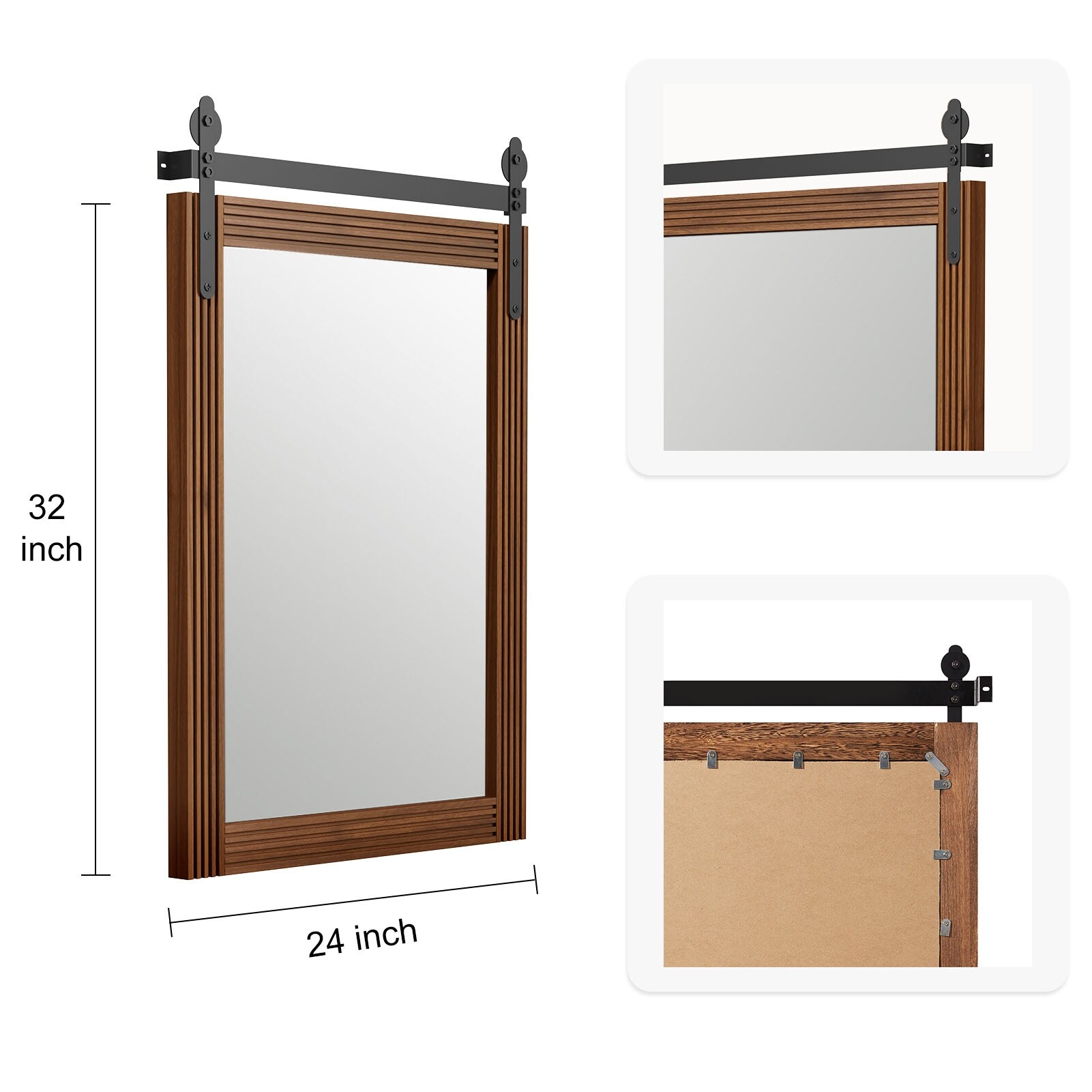 Farmhouse Barn Door Style Wood Wall Mirror - On Sale - Bed