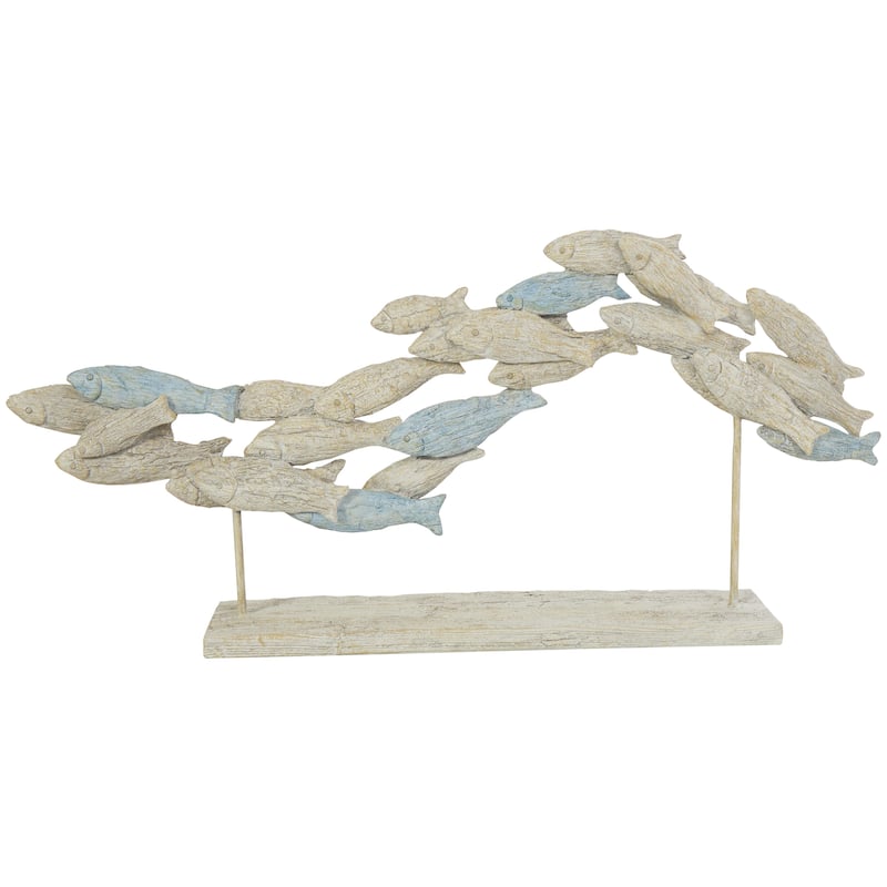 Polystone Fish Textured Ombre Swimming Decorative Sculpture with Stand - Light Blue - Roche River Decor