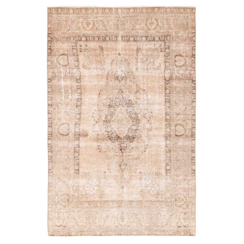 ECARPETGALLERY Hand-knotted Antalya Vintage Tan Wool Rug - 7'1 x 11'4