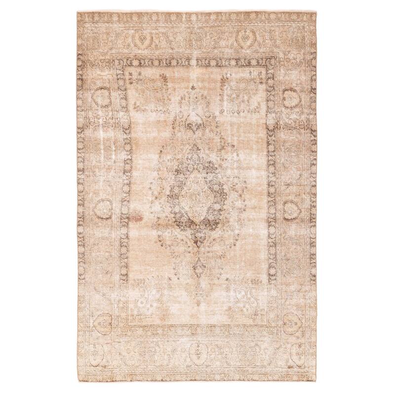 ECARPETGALLERY Hand-knotted Antalya Vintage Tan Wool Rug - 7'1 x 11'4