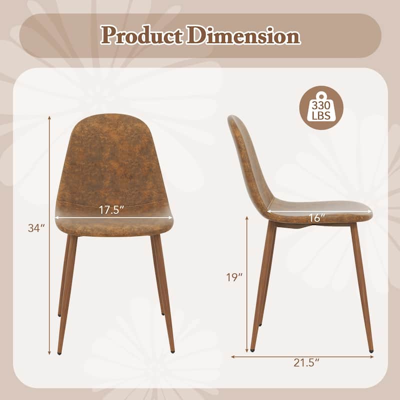 Gymax Dining Chair Set of 4 Faux PU Leather Upholstered Kitchen Chairs