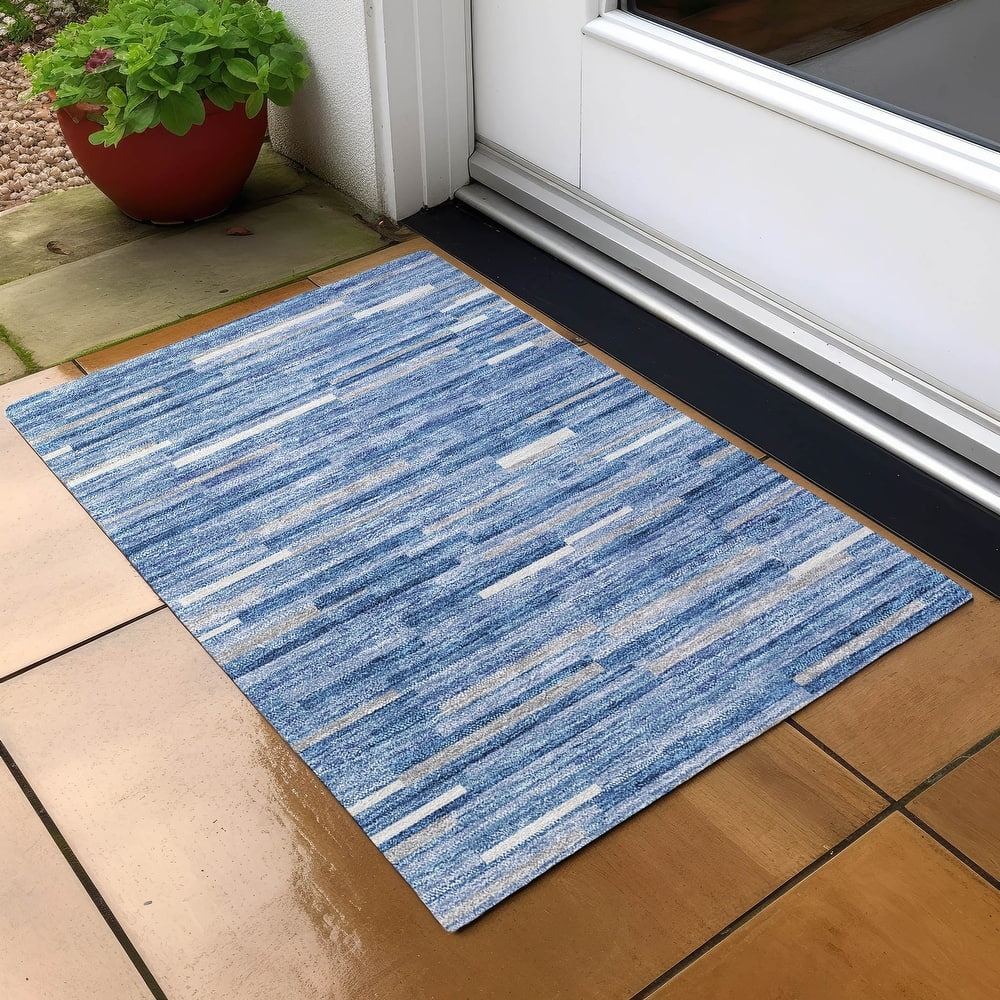Machine Washable Indoor/ Outdoor Chantille Stripes Modern Rug