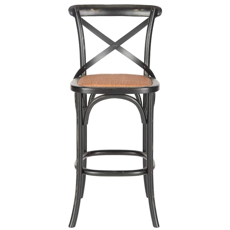 SAFAVIEH Reggie 30-inch x-Back Antique White Bar Stool - 19.7" W x 21.3" L x 44.1" H - 20Wx21Dx44H - Black