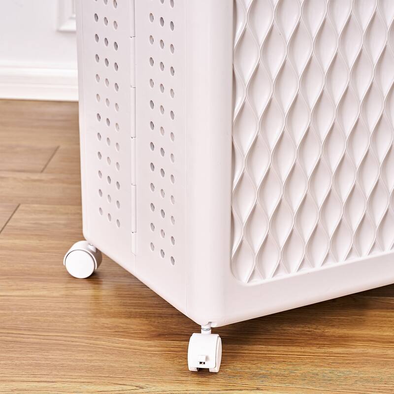VECELO Laundry Basket White Plastic Portable Sundries Storage Box Laundry Room Dorm Supermarket Clothes Basket