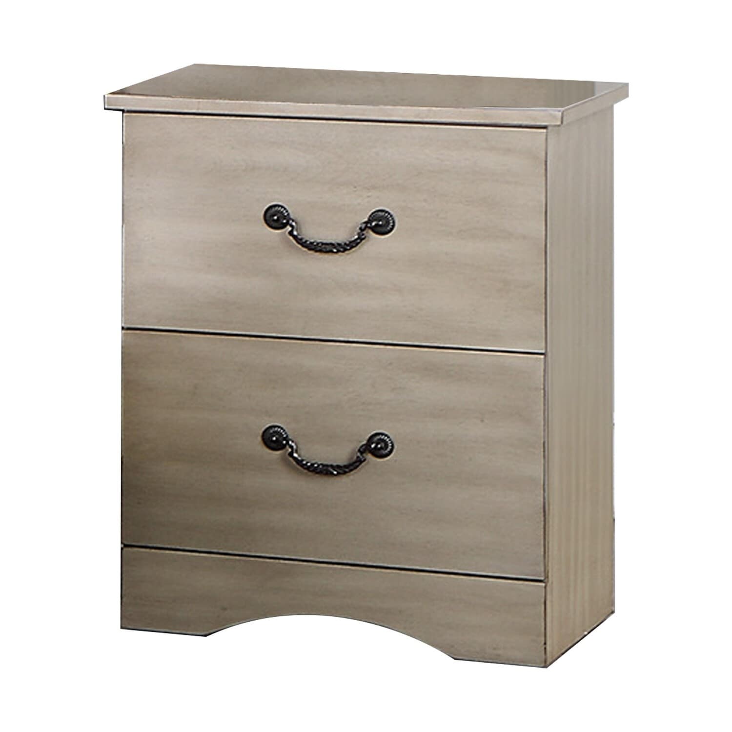 Light Brown 2 Drawer 16 in. W Nightstand with Sturdy Hardware and Ample Storage