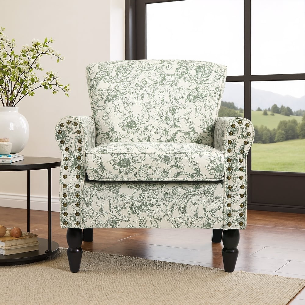 Living Room Armchair with Nailhead Trim - 29.9"W x 29.9"H x 32.9"D