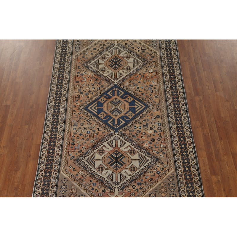 Tribal Animals Bakhtiari Persian Vintage Rug Hand-Knotted Wool Carpet - 5'5" x 9'11"