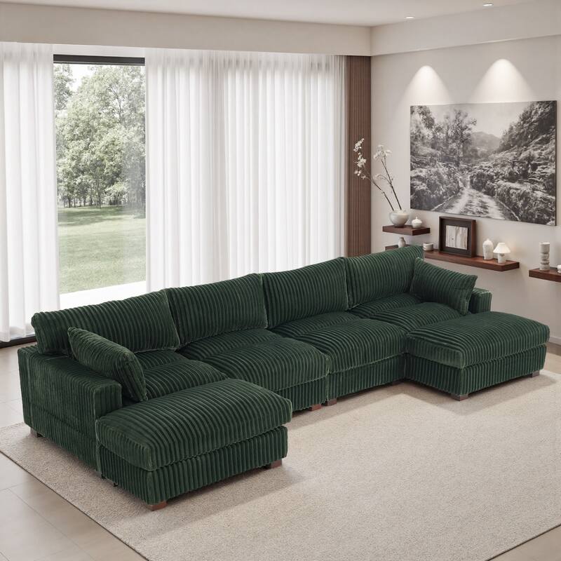 Modren Plush Oversized Modular Sectional Sofa Set with Chaise&Ottoman.