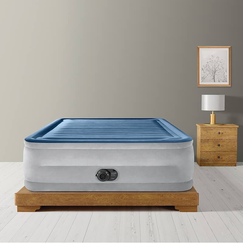 22" Dura-Beam Deluxe Comfort-Plush Queen Air Mattress, Blue